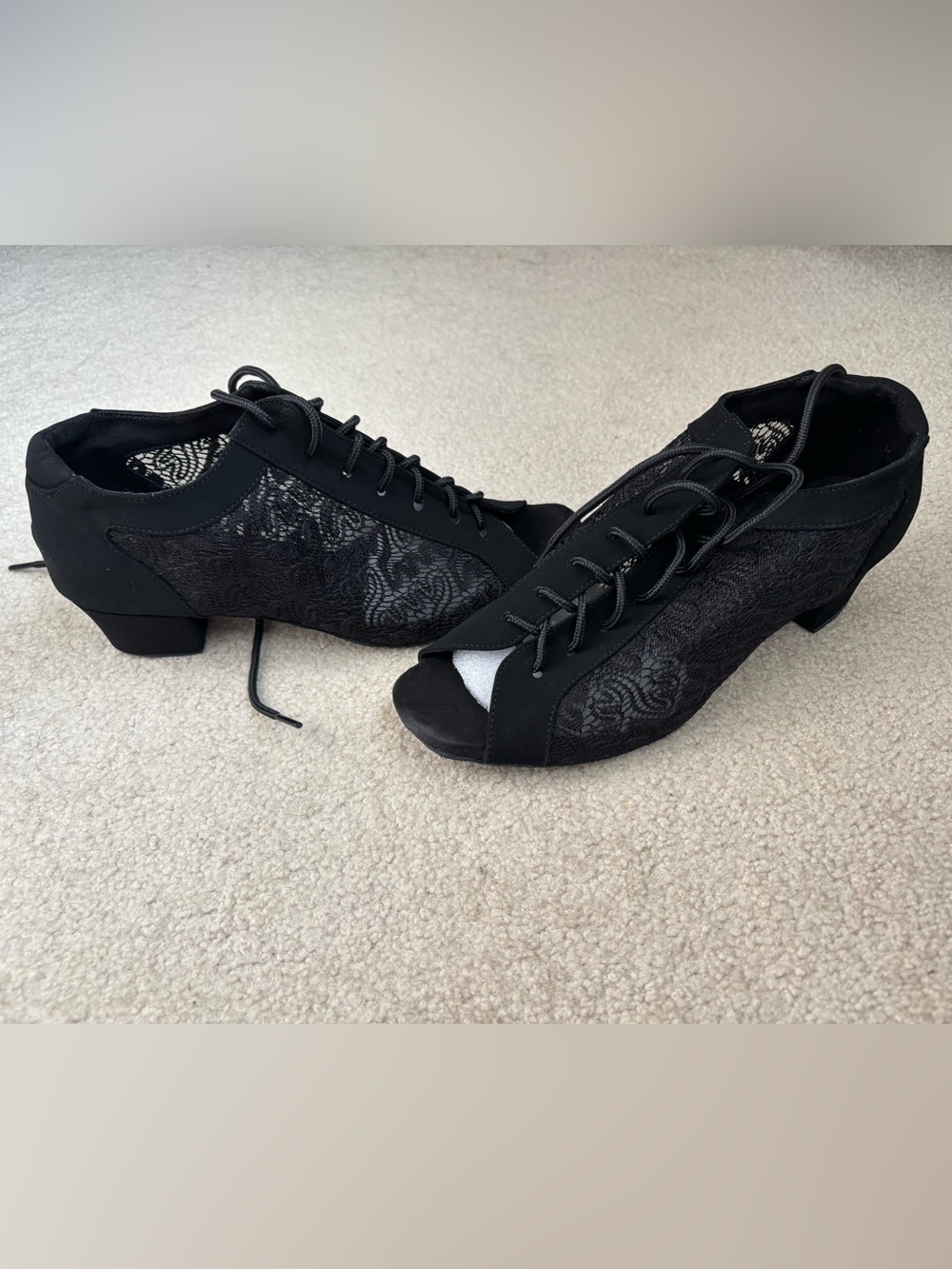 Black Lace-Up Women's Latin Heels